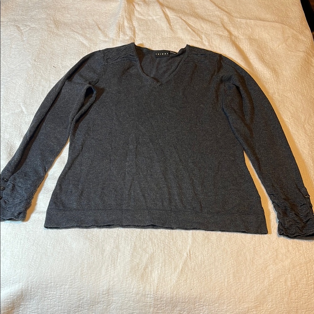 Gray Long Sleeve Top